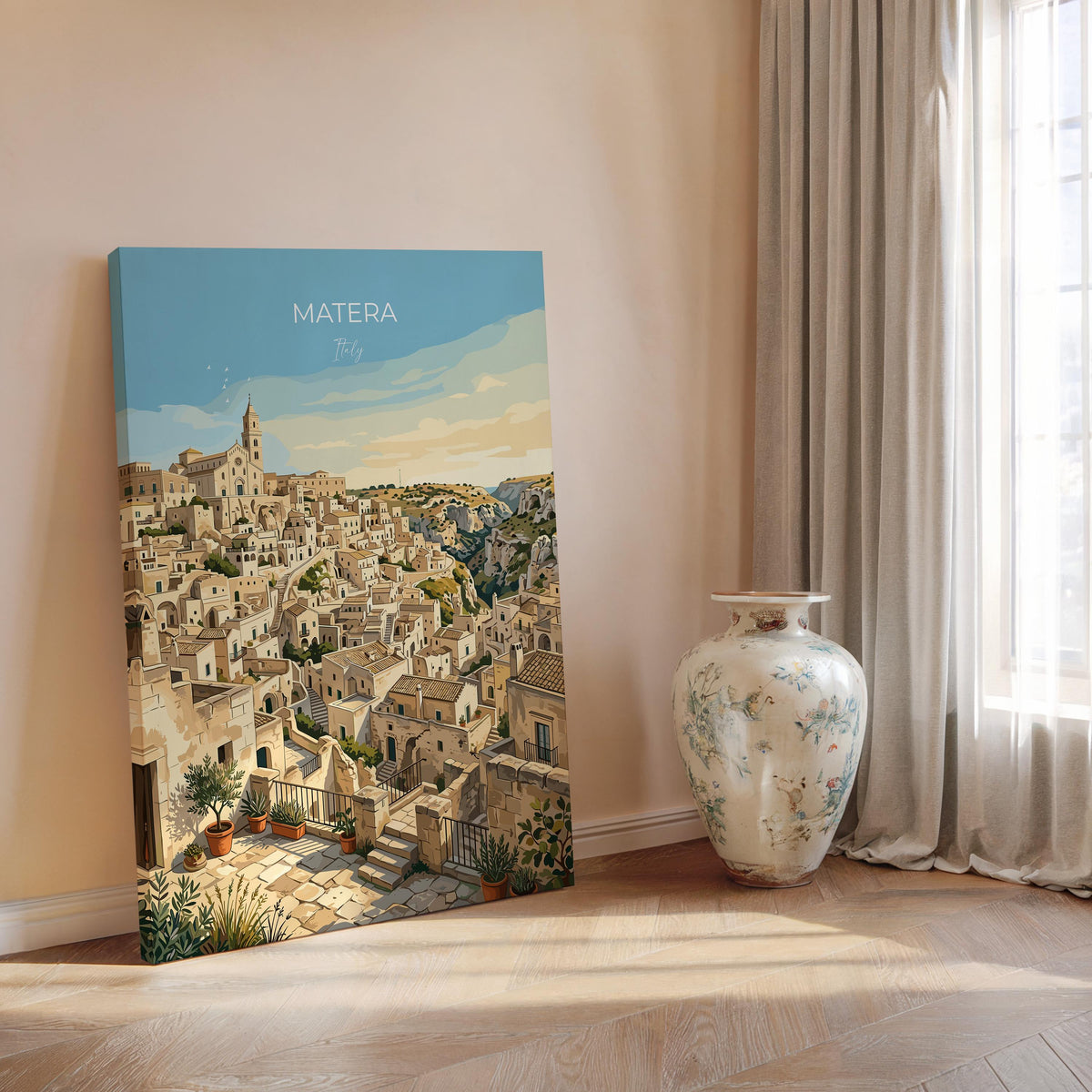 Matera Italy Poster, Sassi di Matera Wall Art, Basilicata Print, Italian Cave City Poster, Matera Gift