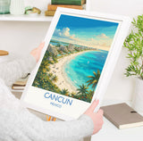 Cancun Mexico Print, Beach Wall Art with Border, Caribbean Poster, Mexico Travel Print, Cancun Gift Print