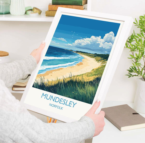 Mundesley Beach Travel Print, Travel Poster of Mundesley, Norfolk Gift, England, Norfolk Art, Mundesley Beach Gift, Wall Art Print