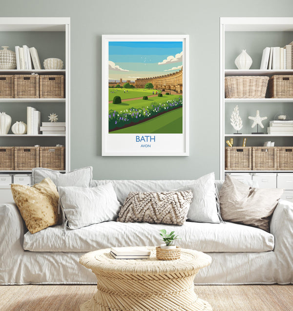 Bath Travel Print, Travel Poster of Bath, England, Cotswolds Art, Bath Gift, Avon Wall Art Print
