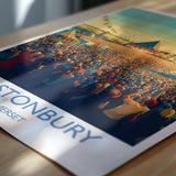Glastonbury Travel Print, Travel Poster of Glastonbury, Somerset, England, Glastonbury Art, Festival Art Gift, Somerset Wall Art Print NQ Media Designs