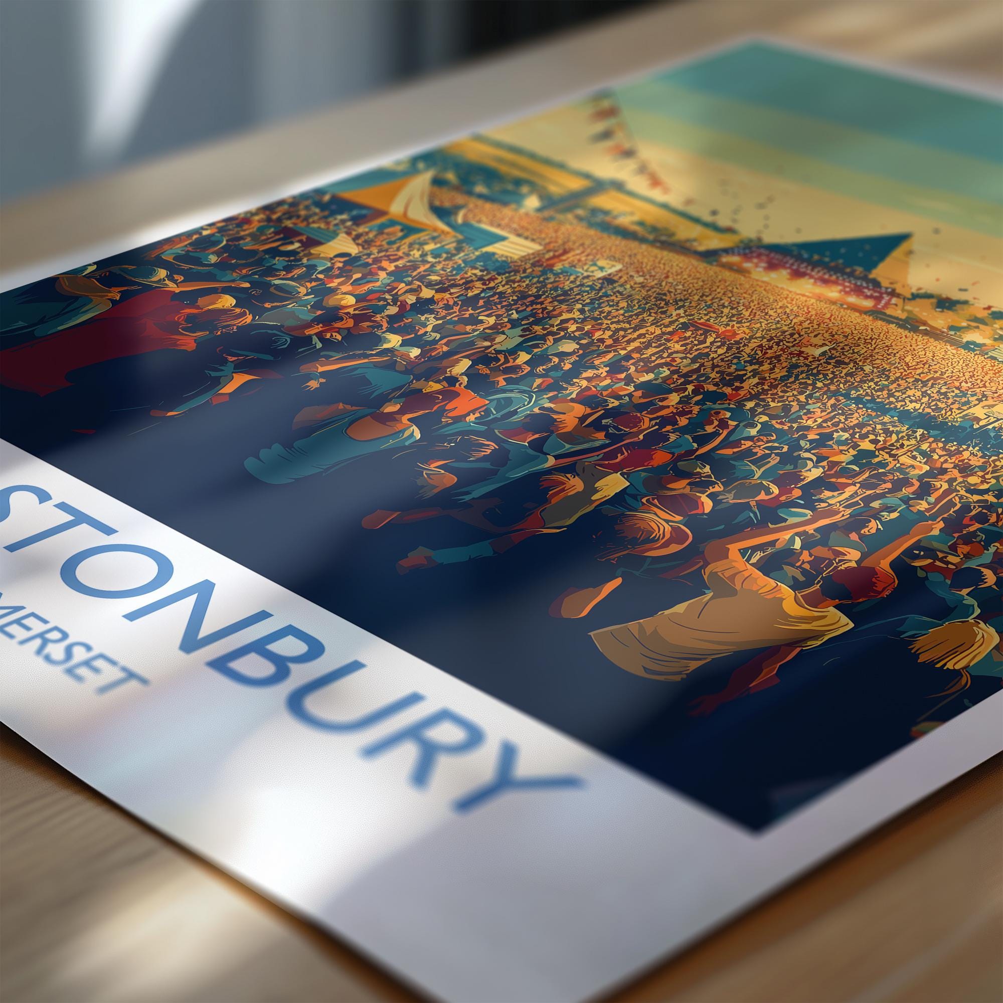 Glastonbury Travel Print, Travel Poster of Glastonbury, Somerset, England, Glastonbury Art, Festival Art Gift, Somerset Wall Art Print NQ Media Designs