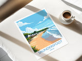Saundersfoot Travel Poster – Pembrokeshire Coast Art with Wooden Frame Options NQ Media Designs