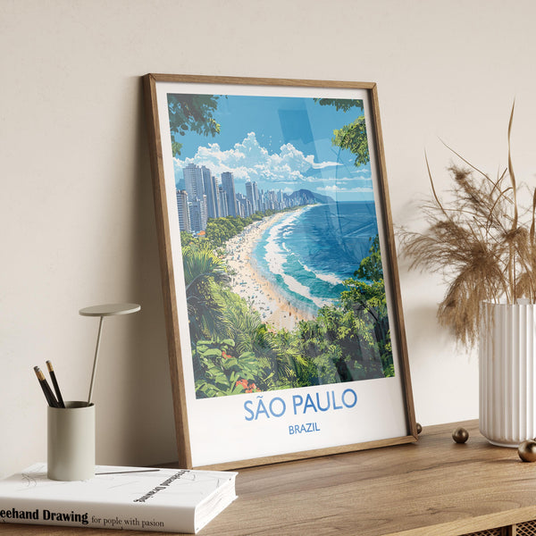 Sao Paulo Travel Print, Travel Poster of Sao Paulo, Brazil City Poster, Sao Paulo Wall Art Lovers Gift, Brazil Art Gift
