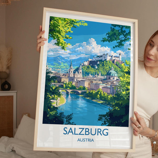 Salzburg Poster, Travel Print of Salzburg, Austria, Salzburg Art Gift, Travel Europe Gift