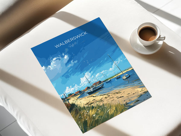 Walberswick Travel Poster, Travel Print of Walberswick, Walberswick Art Lovers Gift, Suffolk Coast Wall Art