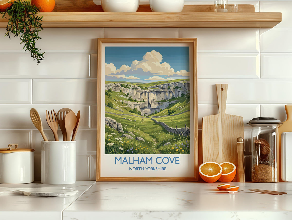 Malham Cove Travel Print | Limestone Pavement, Yorkshire Wall Art