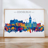 Edinburgh Travel Poster Skyline Wall Art Landscape, Travel Print of Edinburgh, Edinburgh Art Lovers Gift,Scotland Horizontal Art Gift