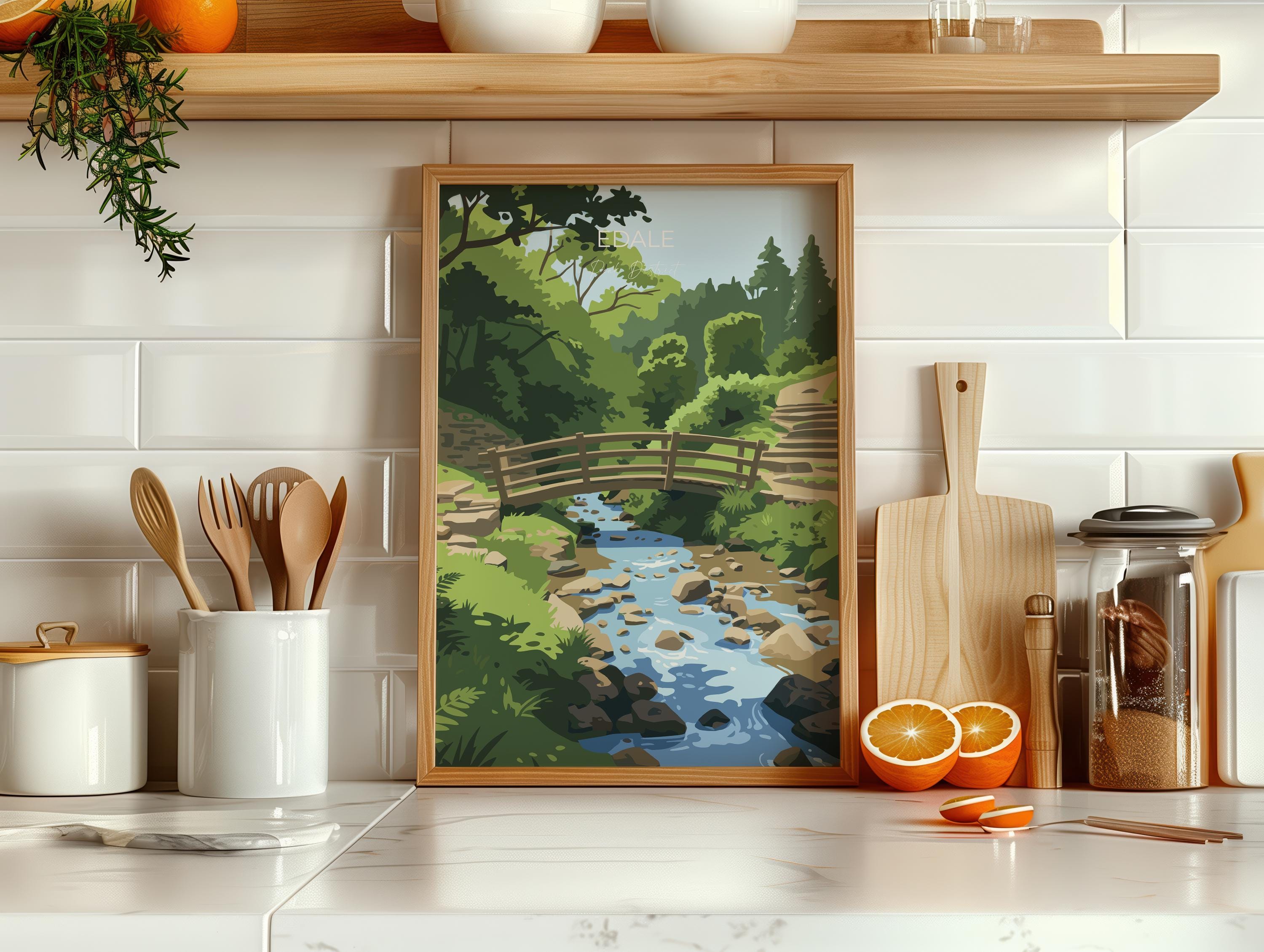 Edale Village, Peak District Travel Poster Wall Art, Travel Print of Peak District, Derbyshire, English Countryside NQ Media Designs