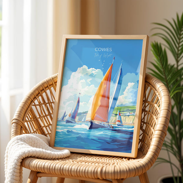 Cowes Travel Poster Wall Art, Travel Print of Cowes, Cowes Art Lovers Gift, Sailing Art, Isle of Wight Gift,