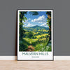 Malvern Hills Travel Poster Wall Art, Malvern Hills Travel Print, English Countryside Art Gift, Wall Art Print NQ Media Designs