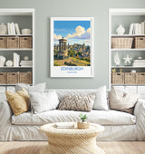 Calton Hill Edinburgh Print, Edinburgh Skyline Wall Art with Border, Scotland Travel Print, National Monument Poster, Edinburgh Gift