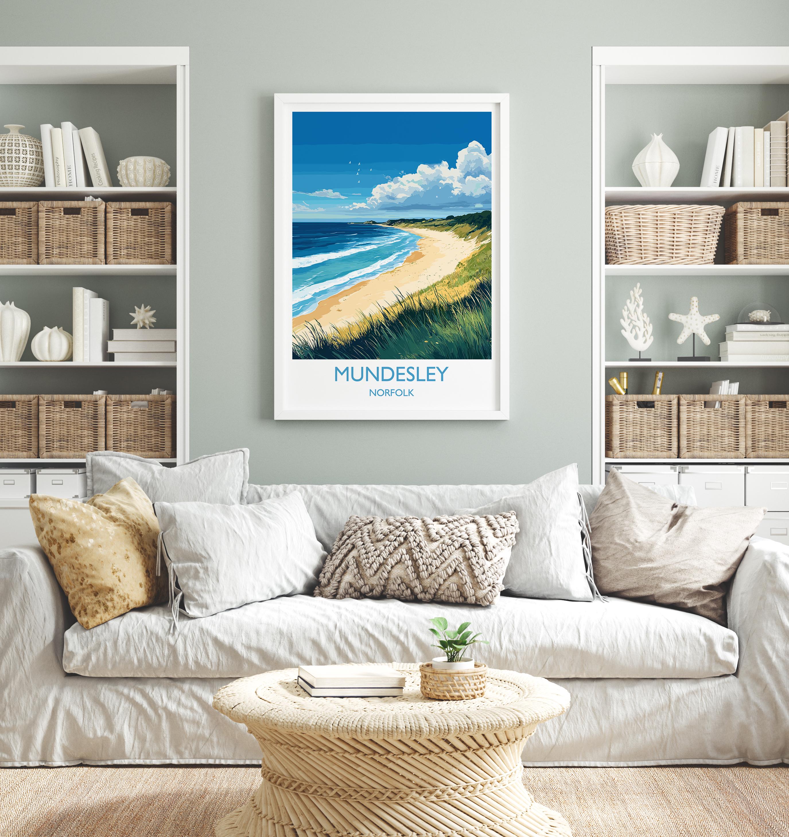 Mundesley Beach Travel Print, Travel Poster of Mundesley, Norfolk Gift, England, Norfolk Art, Mundesley Beach Gift, Wall Art Print NQ Media Designs