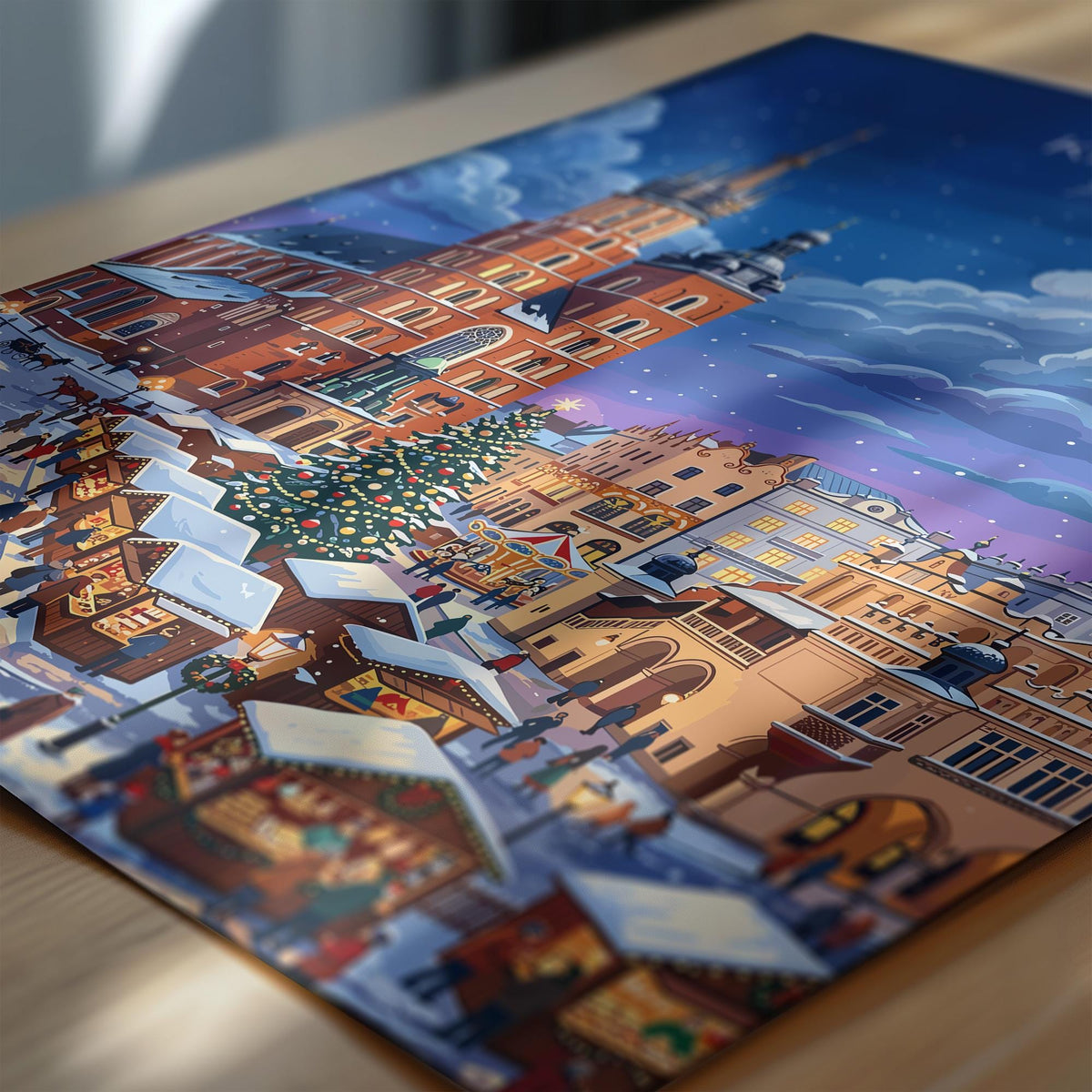 Krakow Christmas Market Poster, Poland Winter Wall Art, St Mary’s Basilica Print, Festive Travel Poster, Krakow Gift
