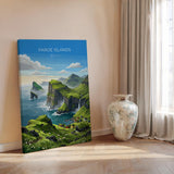 Faroe Islands Denmark Travel Print, Faroe Islands Wall Art, Nordic Landscape Poster, Dramatic Cliffs & Villages, Scandinavian Travel Decor