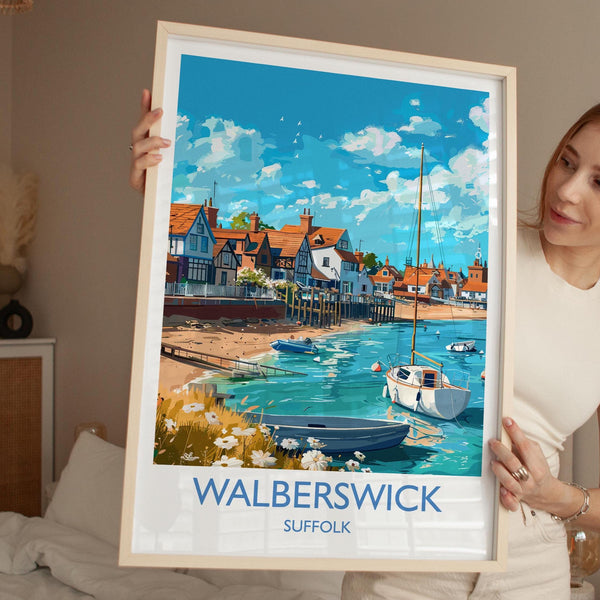 Walberswick Travel Print, Travel Poster of Walberswick, Walberswick Art Lovers Gift, Suffolk Coast Wall Art
