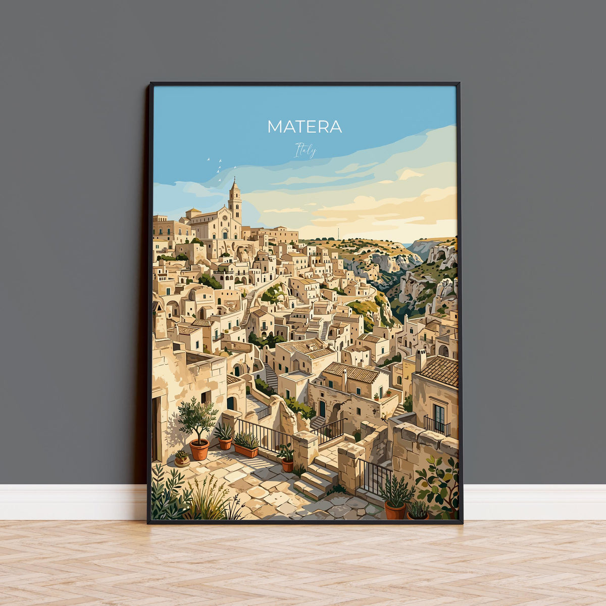 Matera Italy Poster, Sassi di Matera Wall Art, Basilicata Print, Italian Cave City Poster, Matera Gift
