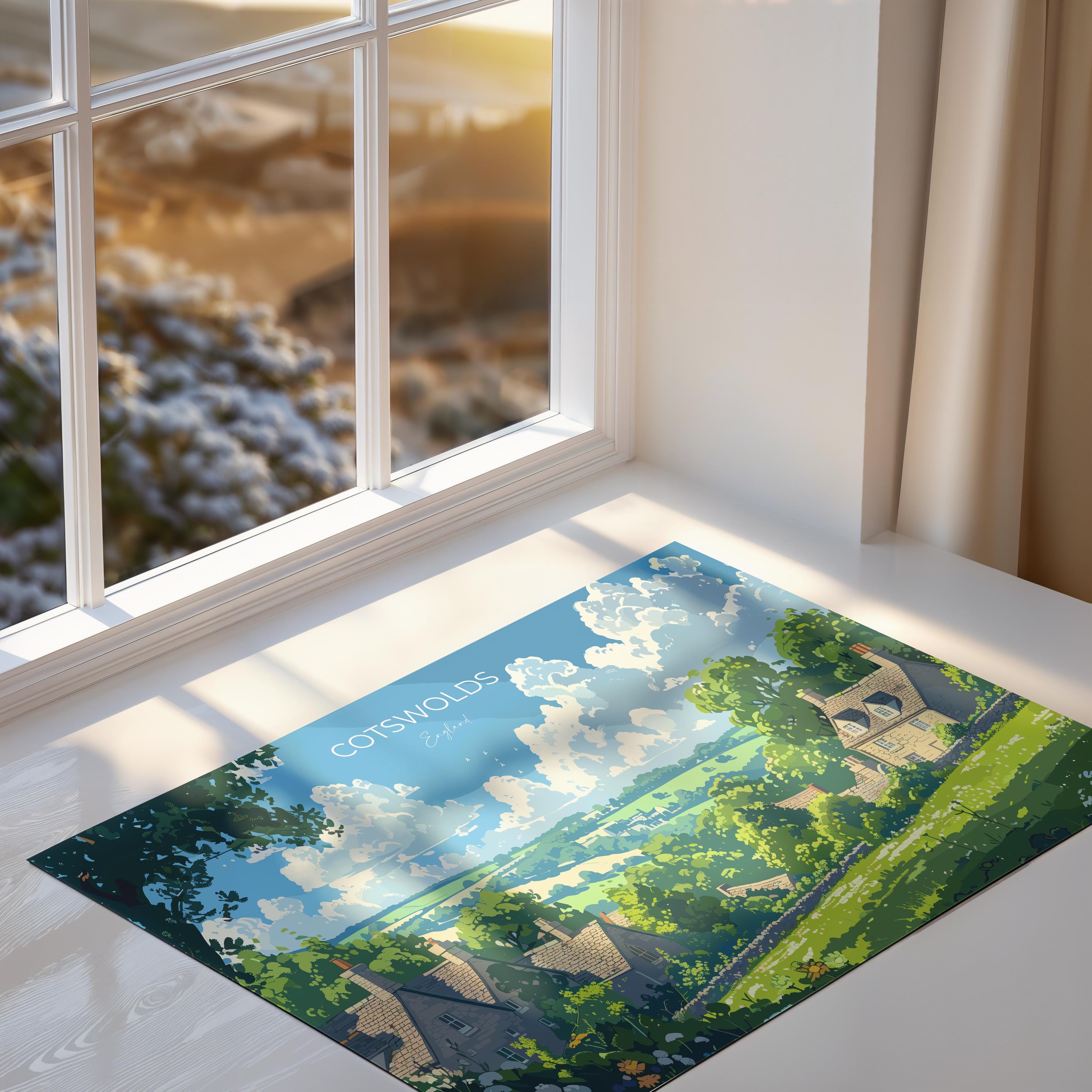 Cotswolds Landscape Travel Poster Wall Art, Travel Print of Cotswolds, Cotswolds Art Lovers Gift, English Countryside NQ Media Designs