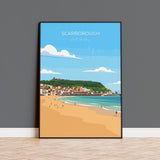 Scarborough Beach Travel Print, Travel Poster of Scarborough, North Yorkshire Gift, England, Scarborough Gift, Wall Art Print NQ Media Designs