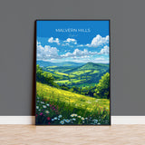 Malvern Hills Travel Print Wall Art, Malvern Hills Travel Poster, English Countryside Art Gift, Wall Art Print NQ Media Designs