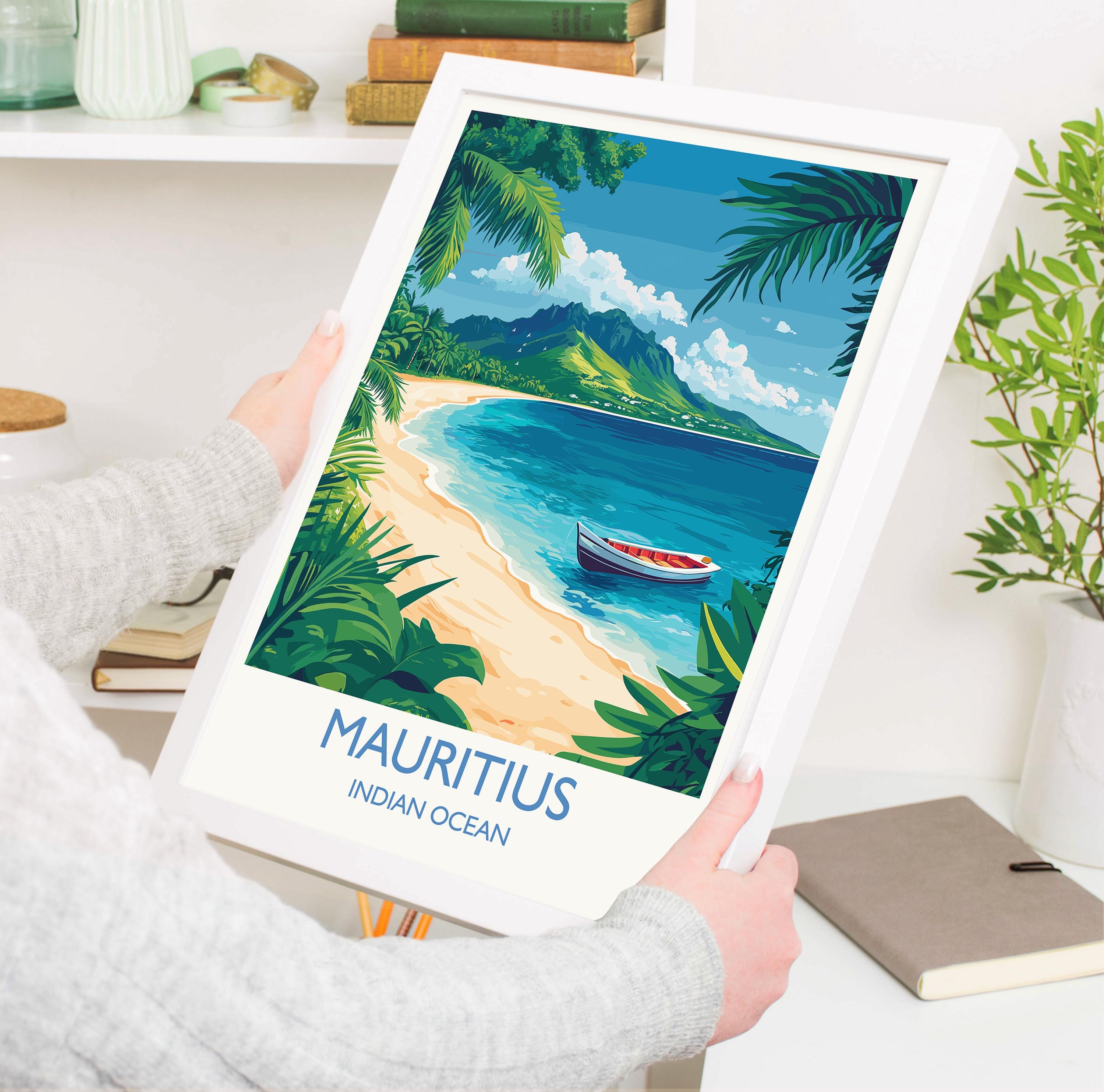 Mauritius Travel Print, Travel Poster of Mauritius, Indian Ocean Island Art, Mauritius Wall Art Gift, NQ Media Designs