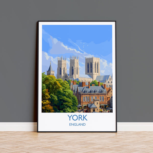 York Travel Poster Wall Art, City of York Travel Print, English Cities Art Gift, Wall Art Print