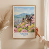 Kyoto Japan Travel Poster, Cherry Blossom Temple Wall Art, Japanese Landscape Print, Sakura Illustration, Asia Decor, Kyoto Gift