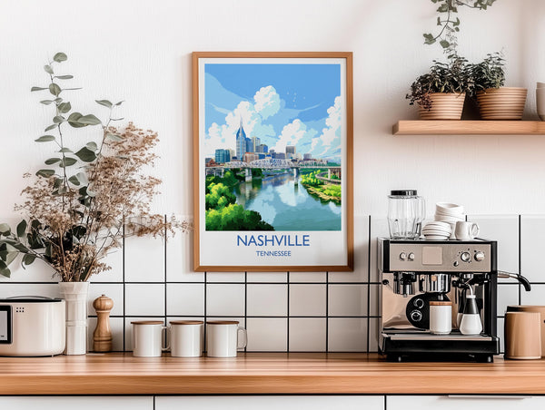 Nashville Travel Print Wall Art, Travel Poster of Nashville, Nashville Art Lovers Gift, Tennessee USA Art Gift