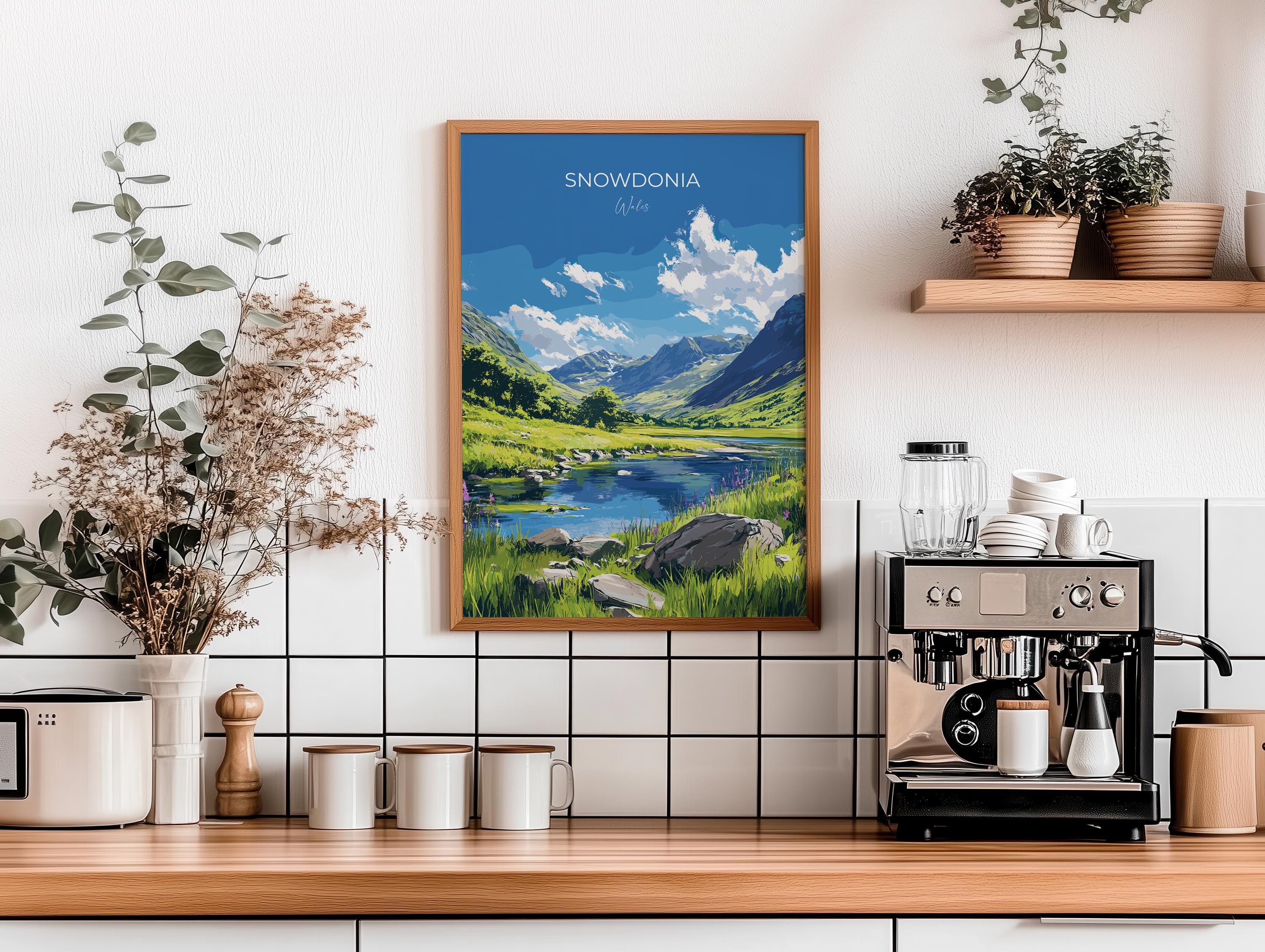 Snowdonia Travel Poster Wall Art, Snowdonia Travel Print, Wales, Welsh Art, Snowdonia Art lovers Gift, Wall Art Print NQ Media Designs