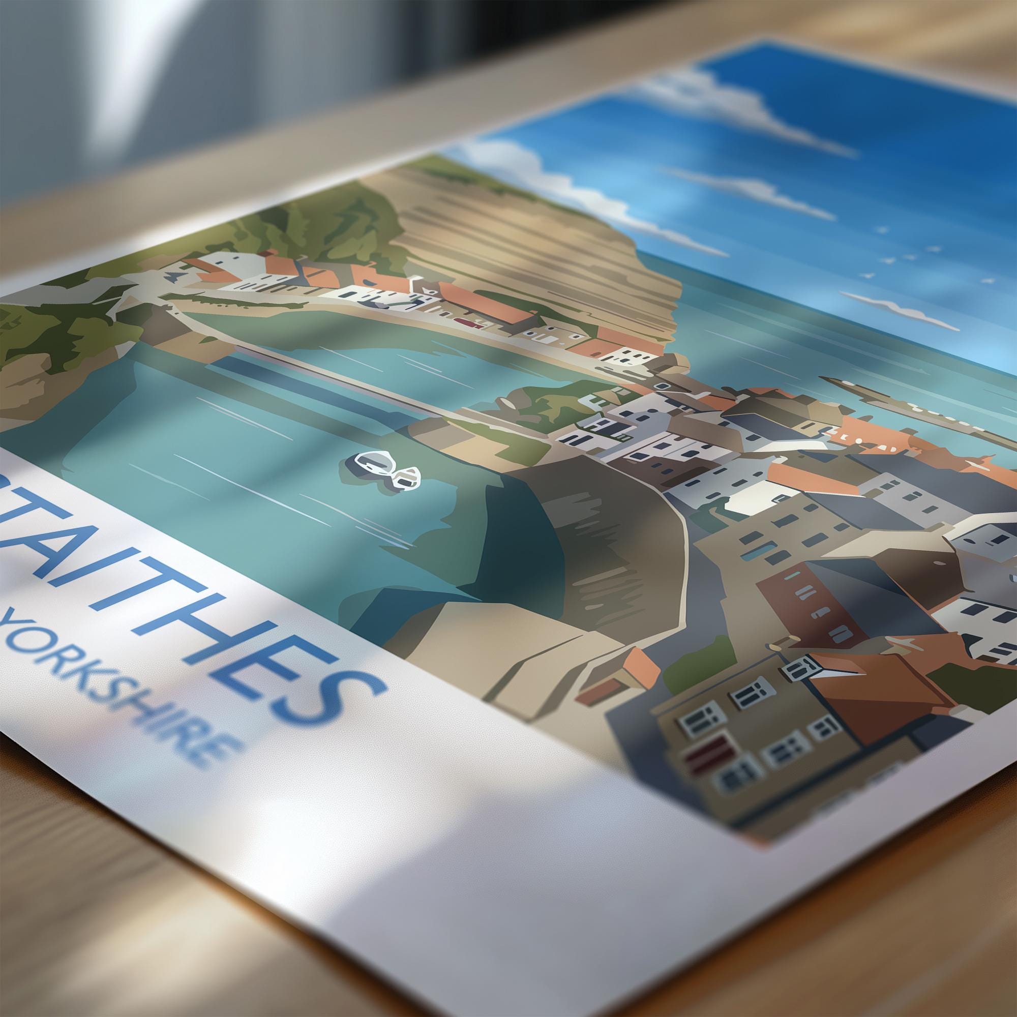 Staithes Travel Print, Travel Poster of Staithes, Yorkshire Gift, England, North Yorkshire Art, Staithes Gift, Wall Art Print NQ Media Designs