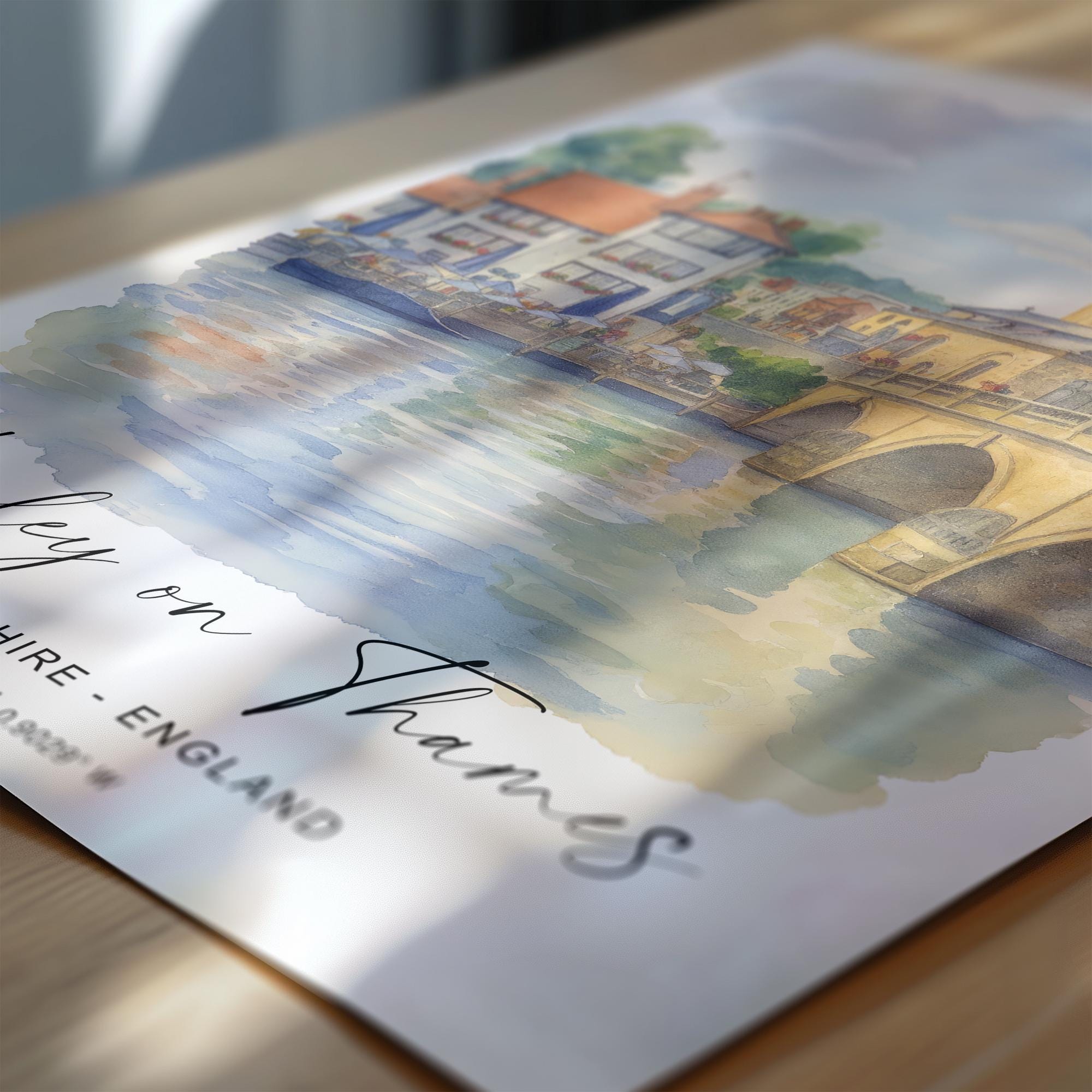 Henley on Thames Poster, Travel Print of Henley,Henley on Thames Watercolour Art Lovers Gift,Oxfordshire, English Countryside Wall Art NQ Media Designs