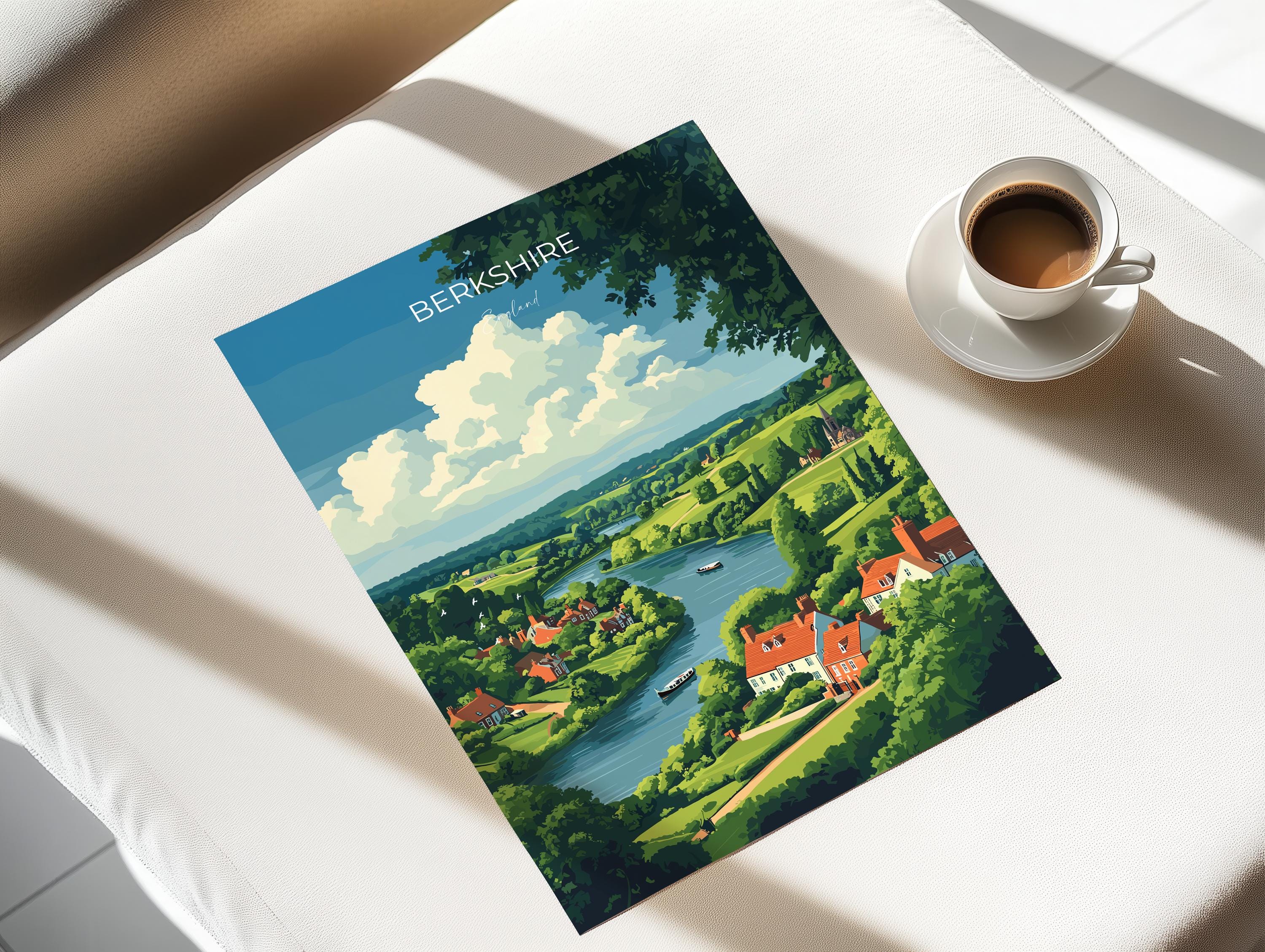 Berkshire Travel Print Wall Art, Berkshire Travel Poster, English Countryside Art Gift, Wall Art Print NQ Media Designs