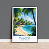 Maldives Travel Print, Travel Poster of Maldives, Indian Ocean Island Art, Maldives Wall Art Gift,