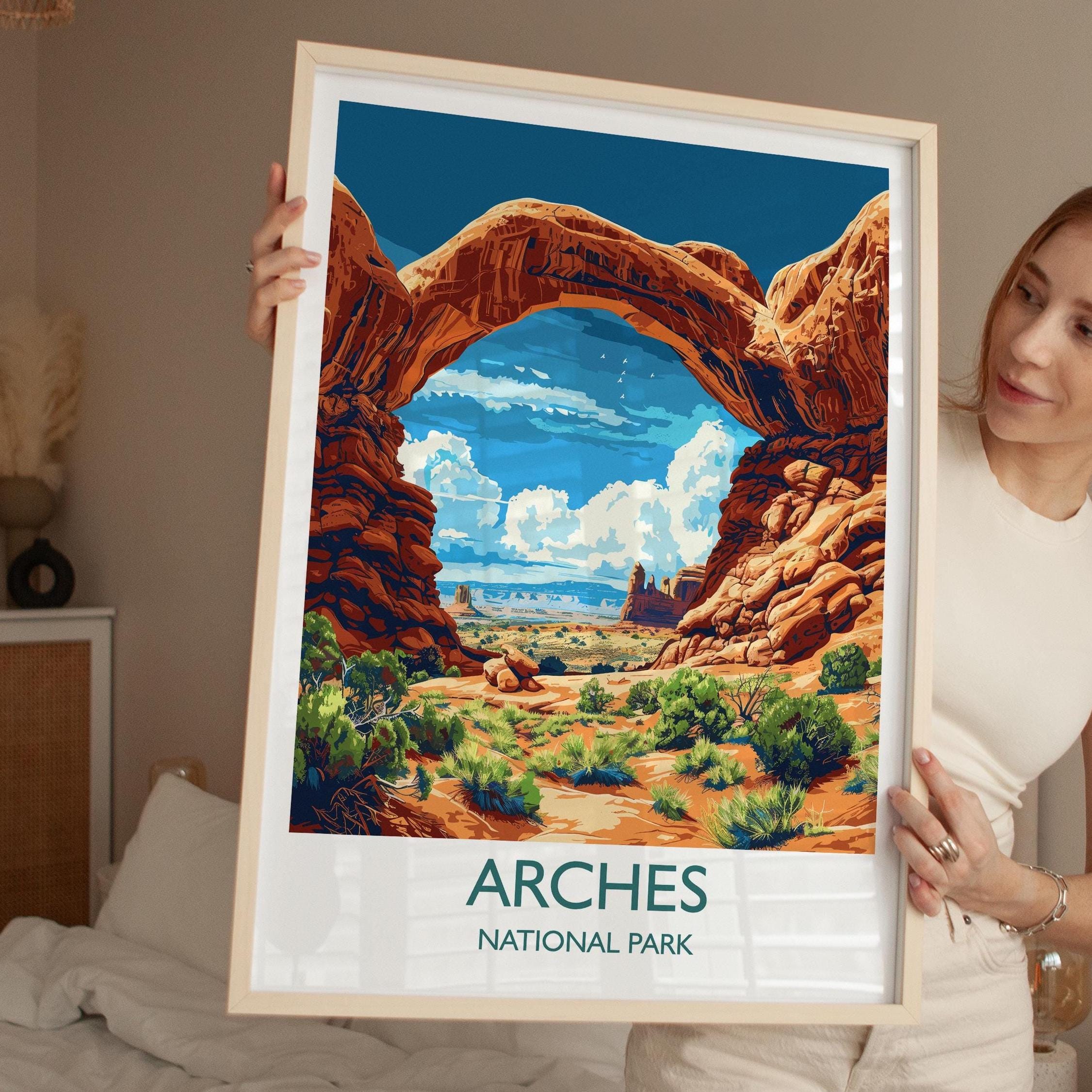 Arches National Park Travel Poster Wall Art, Travel Print of Arches, National Park Art Lovers Gift, Utah, USA, Travel Wall Art Gift NQ Media Designs