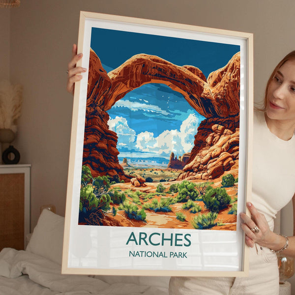 Arches National Park Travel Poster Wall Art, Travel Print of Arches, National Park Art Lovers Gift, Utah, USA, Travel Wall Art Gift