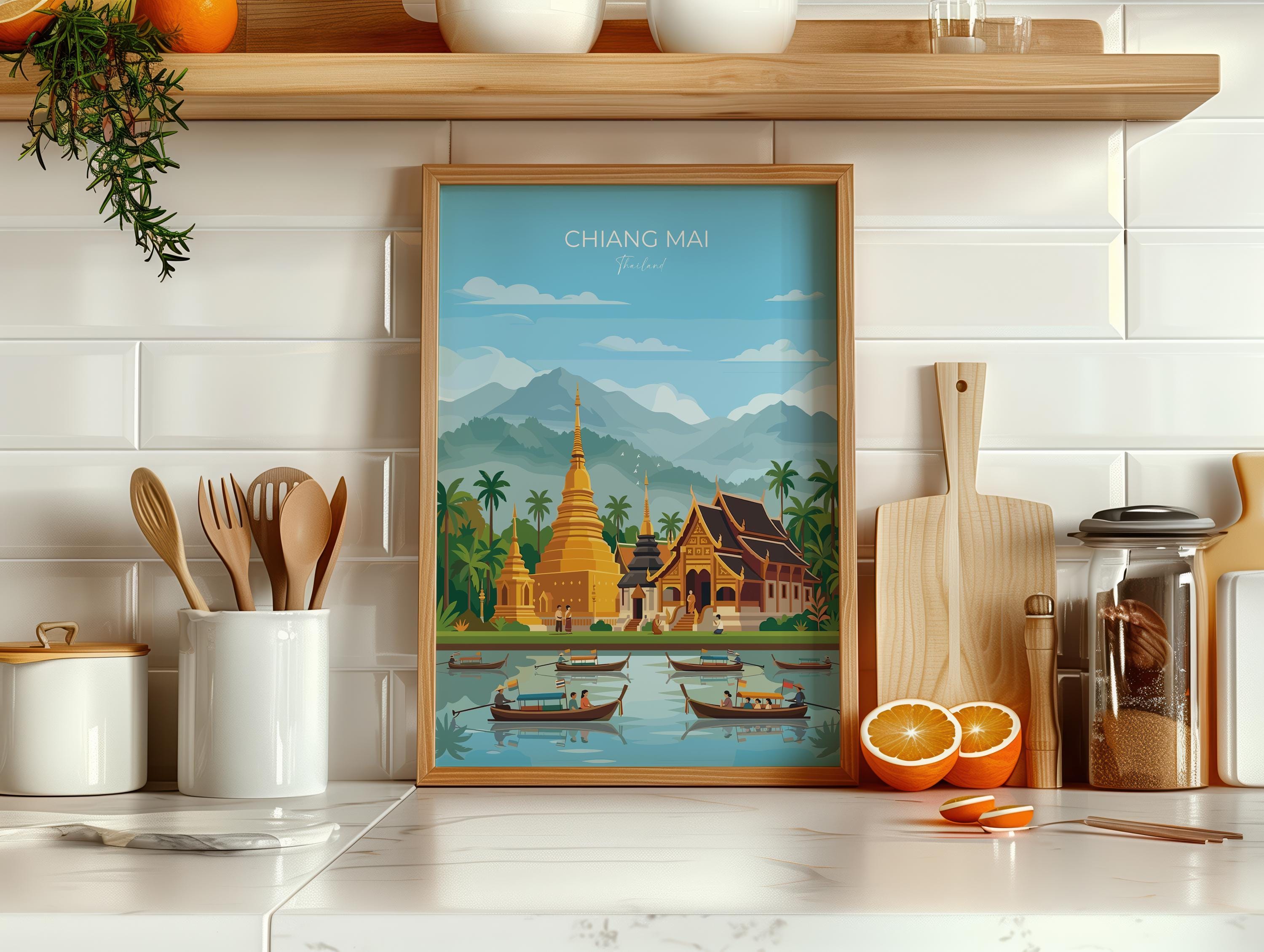 Chiang Mai Travel Poster, Travel Print of Chiang Mai, Thailand, Chiang Mai Art Lovers Gift, Wall Art Print NQ Media Designs