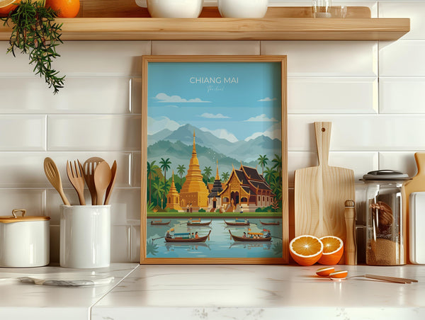 Chiang Mai Travel Poster, Travel Print of Chiang Mai, Thailand, Chiang Mai Art Lovers Gift, Wall Art Print