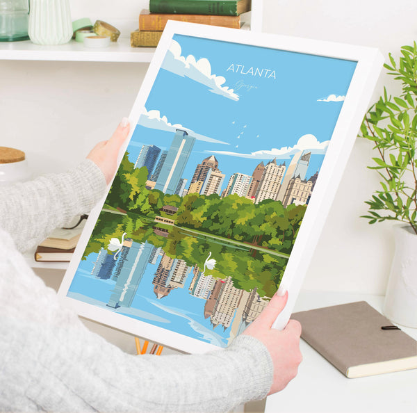Atlanta Travel Poster, Travel Print of Atlanta, Georgia, Atlanta Art Lovers Gift, USA Gift, Wall Art Print