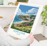 Hope Cove Travel Print, Travel Poster of Hope Cove, England, Devon Art, Hope Cove Art Lovers Gift, Wall Art Print NQ Media Designs