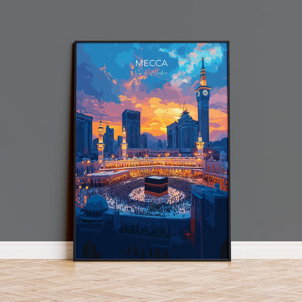Mecca Print Wall Art, Mecca Travel Poster, Saudi Arabia Wall Art Gift, Mecca Art Lovers Gift, Travel Wall Decor