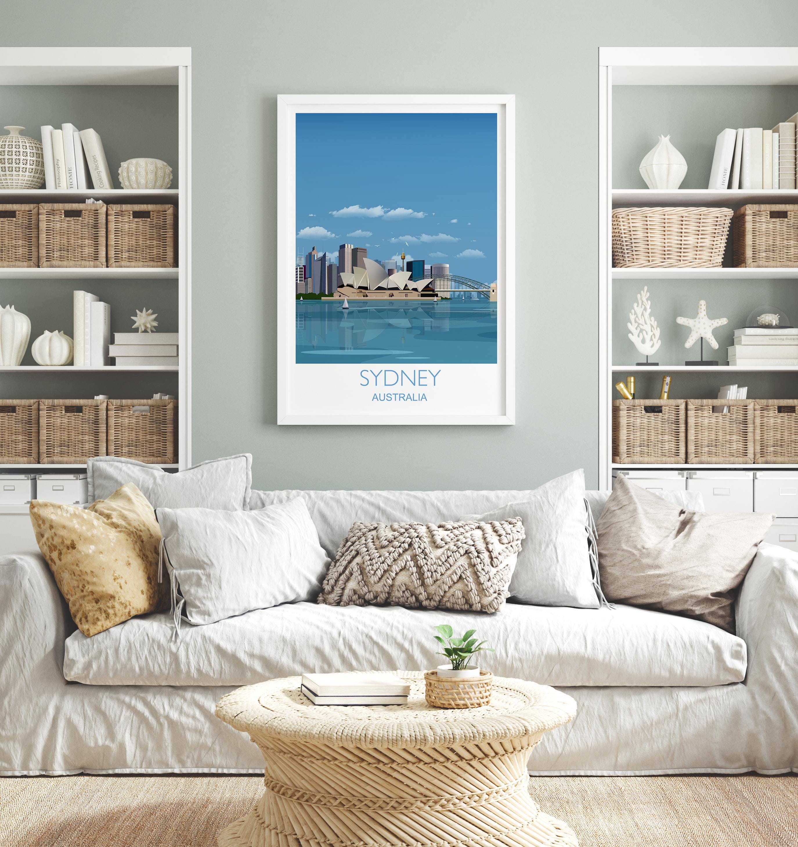 Sydney Travel Print, Travel Poster of Sydney, Sydney Harbour Bridge, Sydney Opera House, Australia Travel Art Lovers Gift NQ Media Designs