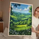 Surrey Hills Travel Print Wall Art, Surrey Hills Travel Poster, English Countryside Art Gift, Wall Art Print NQ Media Designs