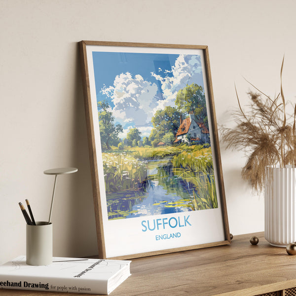 Suffolk Print Wall Art, Travel Poster of Suffolk, England, Suffolk Art Lovers Gift, England Wall Art Print
