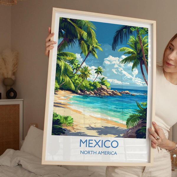 Mexico Travel Print Wall Art, Travel Poster of Mexico, Mexico Coast Art Gift, Mexico Art Lovers Gift,