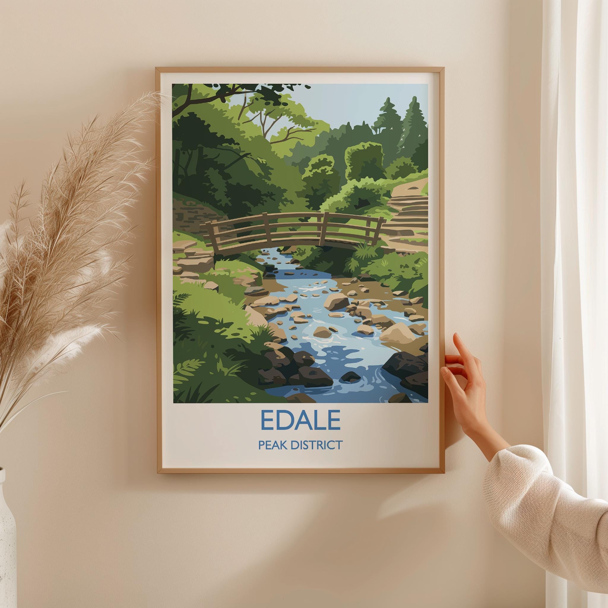 Edale Village, Peak District Travel Print Wall Art, Travel Poster of Peak District Art Lovers Gift, English Countryside NQ Media Designs