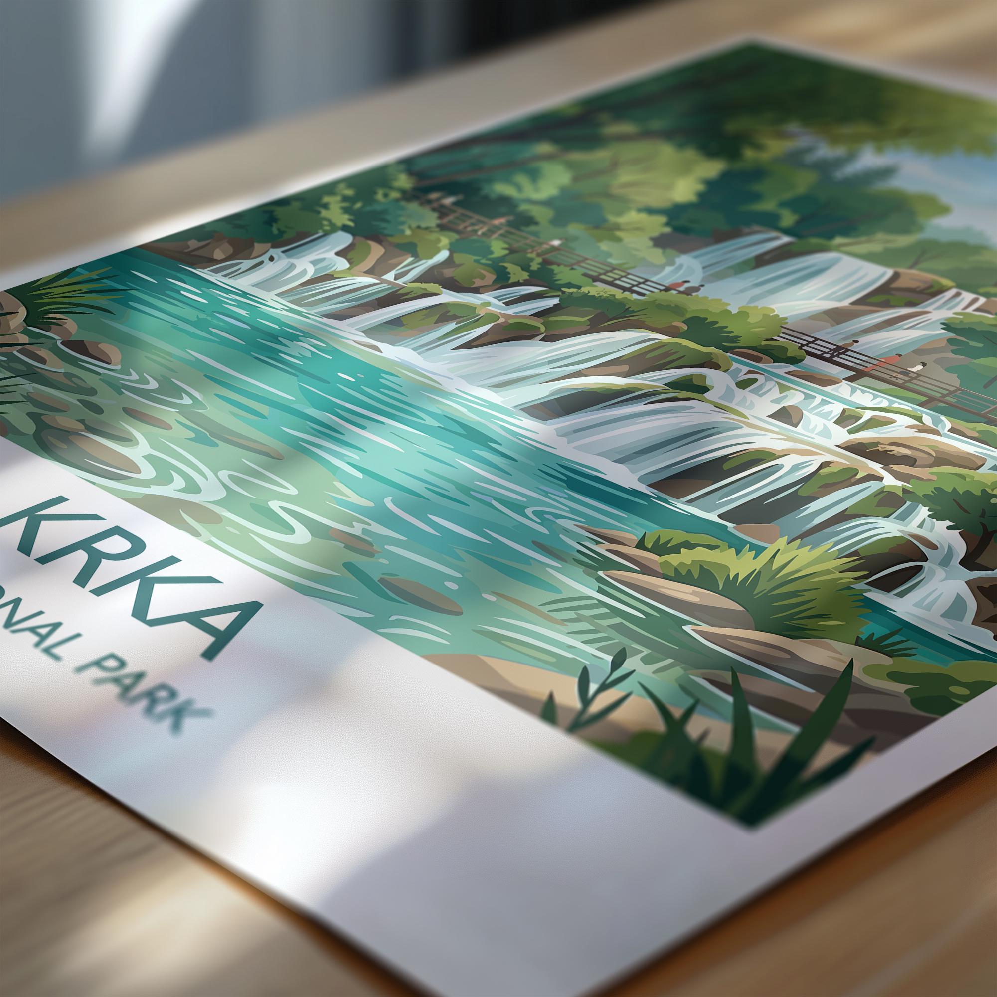 Krka National Park Waterfalls Poster, Croatia Travel Print, Skradinski Buk Wall Art, Croatian Landscape Illustration, Nature Lover Gift NQ Media Designs