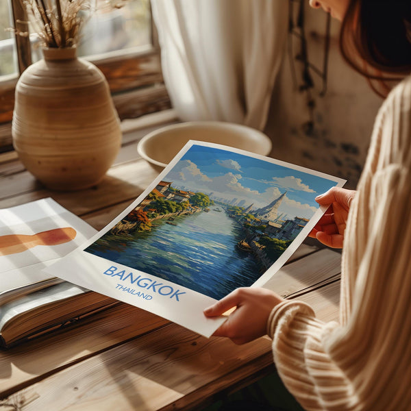 Bangkok Poster Wall Art, Bangkok Travel Print, Thailand Wall Art, Bangkok Art Lovers Gift, Thailand Gift