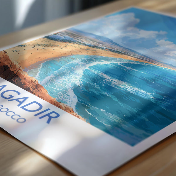 Agadir Travel Print Wall Art, Travel Poster of Agadir, Agadir Art Lovers Gift, Morocco Wall Art