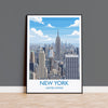 New York City Art Print, Manhattan Skyline View, Empire State, Travel Poster