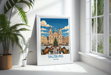 Salzburg Christmas Market Print, Austria Winter Wall Art with Border, Salzburg Cathedral Poster, Austrian Travel Print, Salzburg Gift